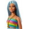 Кукла Barbie Fashionistas Модница с синими волосами и радужным топом HRH16