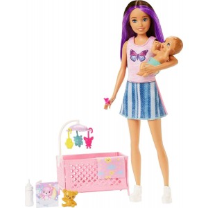 Кукла Barbie & Ken Няня с малышом и кроваткой Skipper HJY33