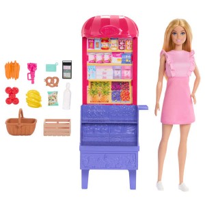 JCT05 Кукла Barbie Малибу на рынке и игровой набор с 11 аксессуарами