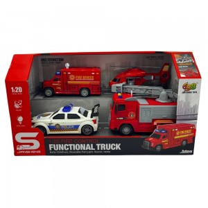 JS200C Набор из 4 пожарных машинок с трением светом и звуком №3