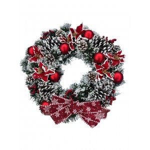 SSQ937R-50 Венок 50 см с заснеженными сосновыми иголками №3